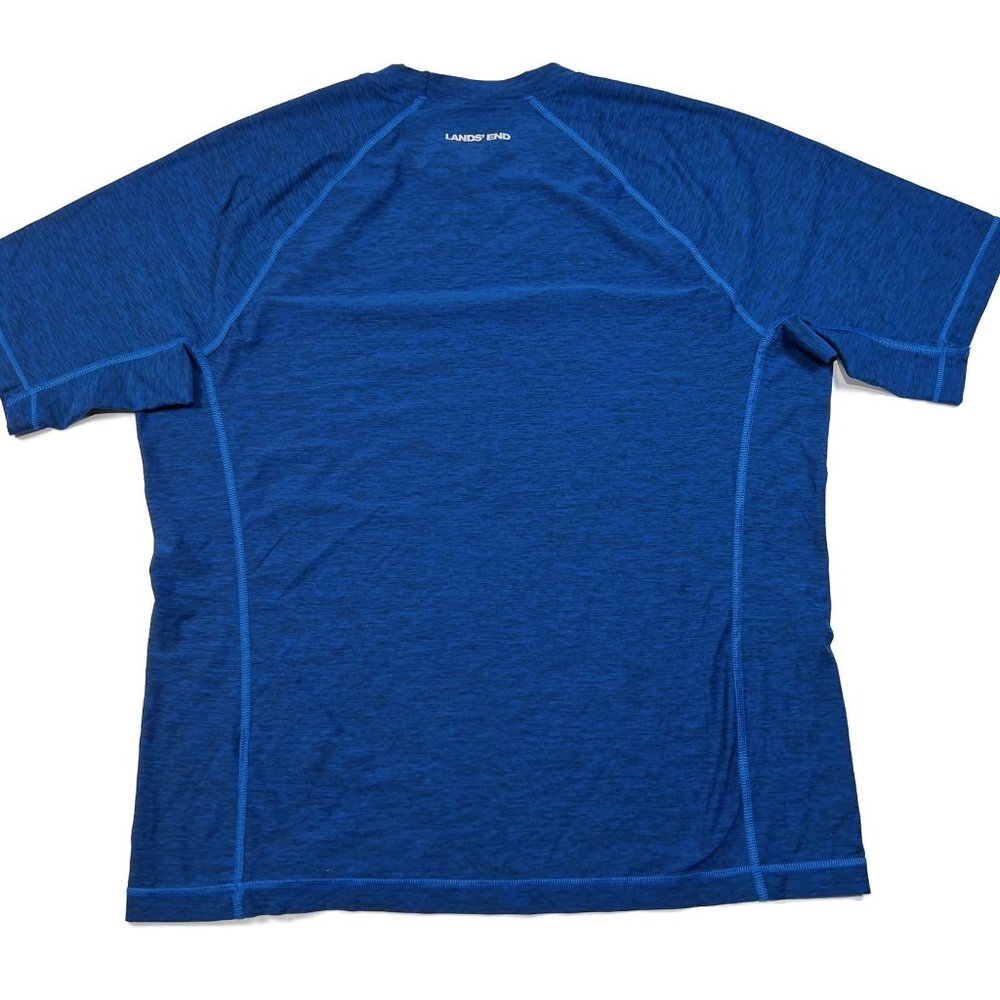 Lands End Mens Large Blue Athletic T-Shirt Tee‎ 42-44 Short Sleeve Stretch - Picture 4 of 5